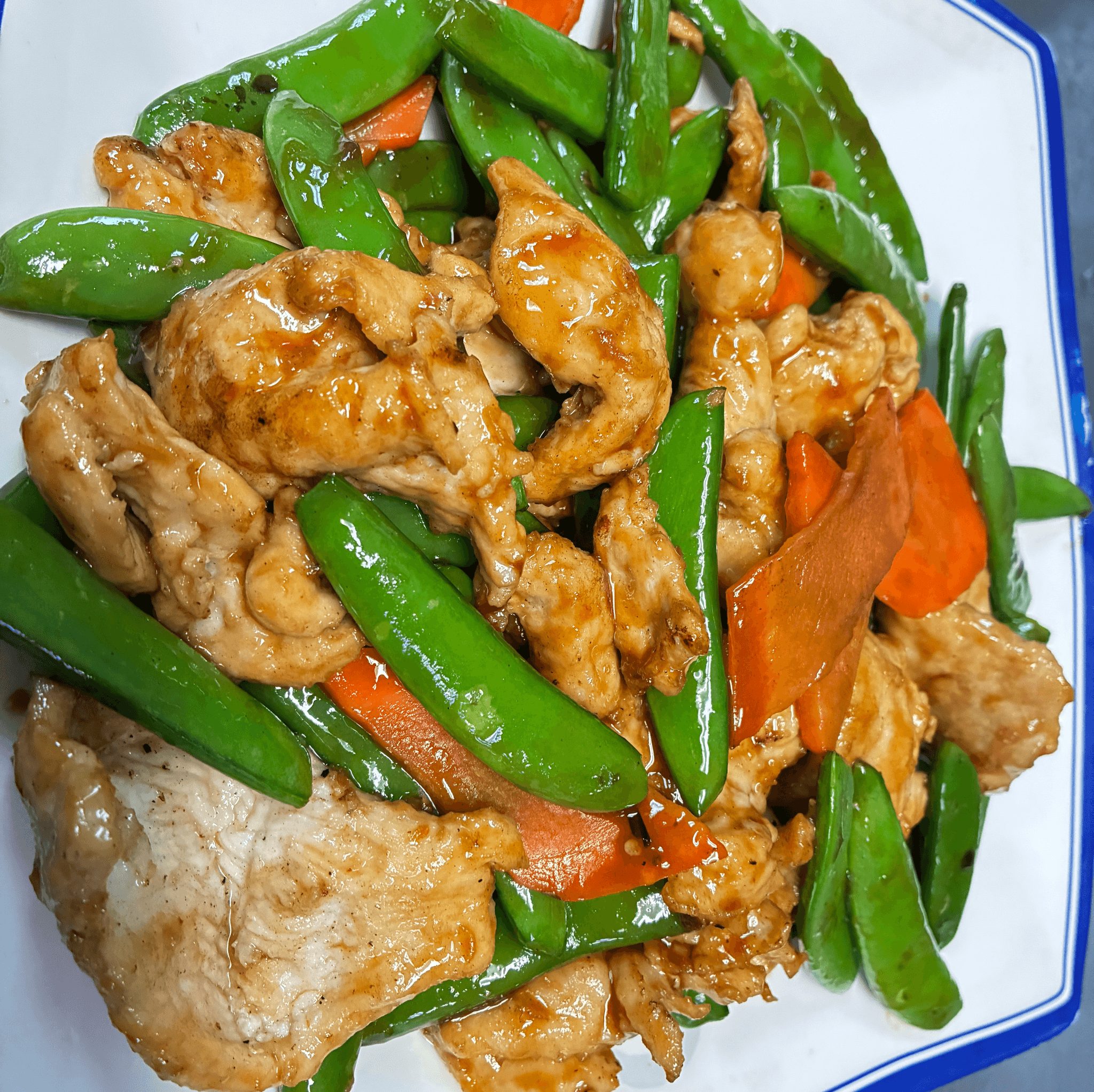 Gluten Free Chicken with Pea Pods.
