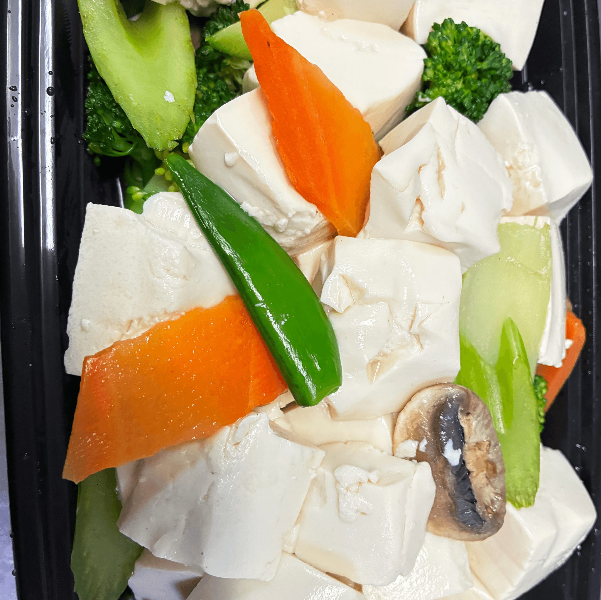 Steamed Tofu with Mixed Veggies.