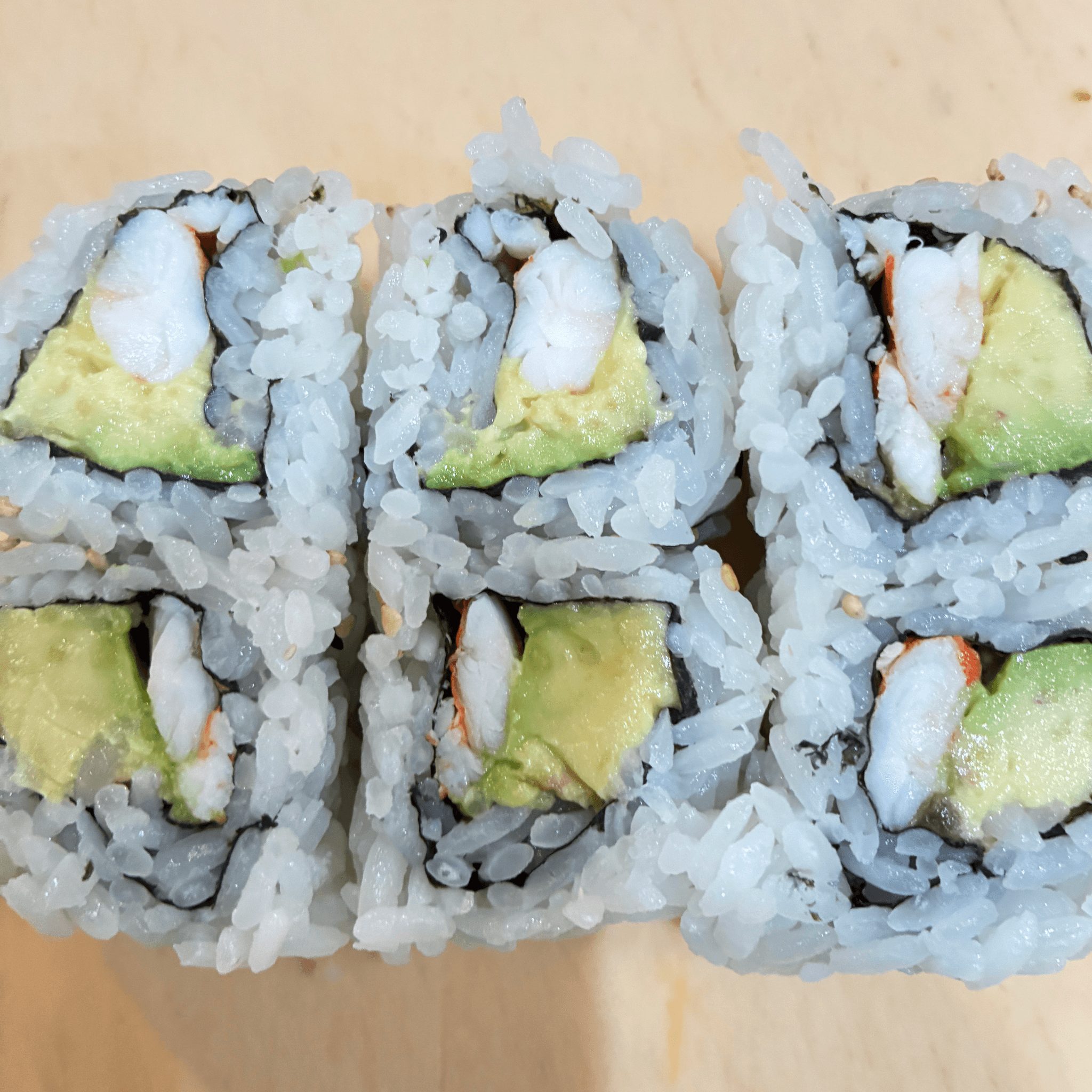 Steamed Shrimp Avocado Roll.