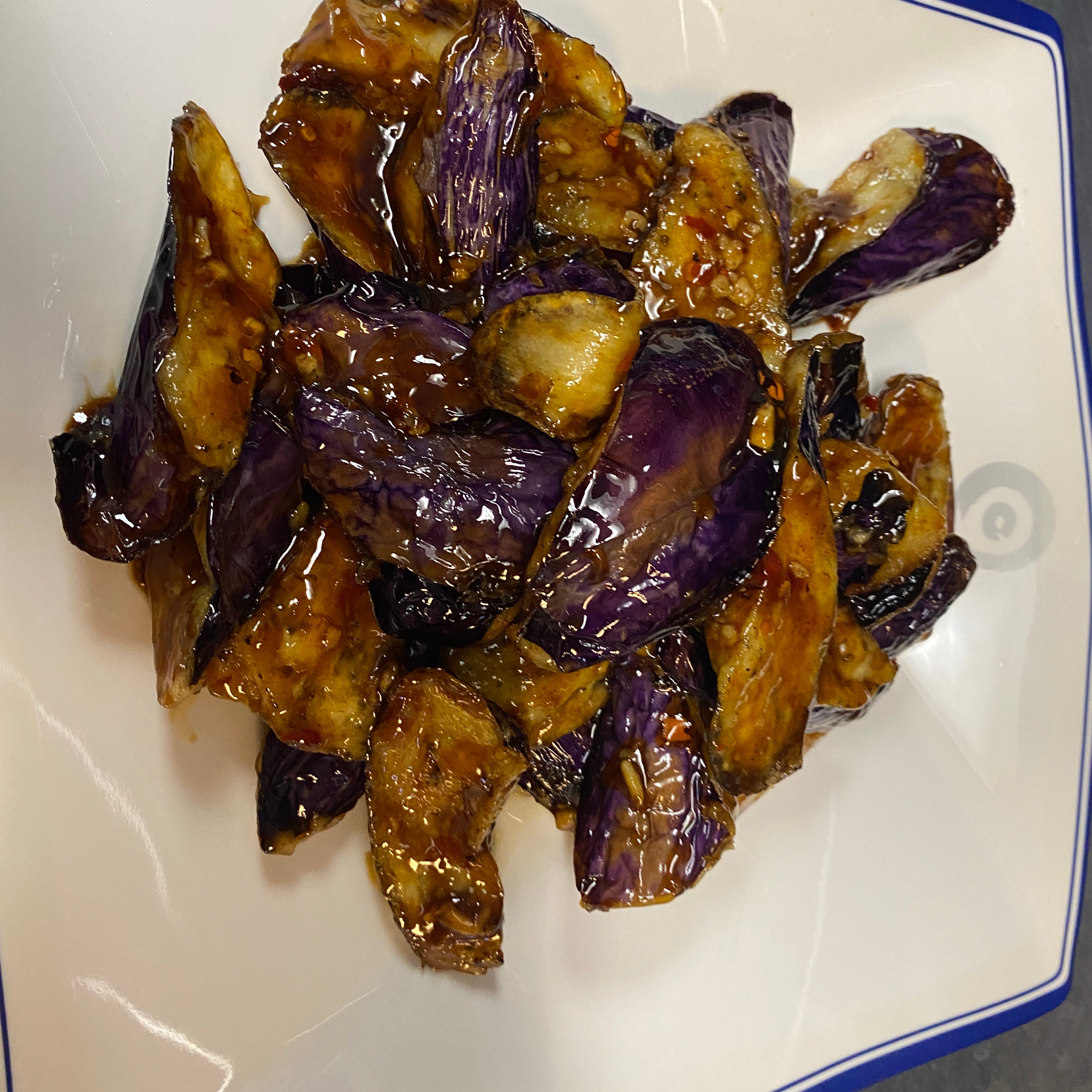 Baby Eggplant with Garlic Sauce.