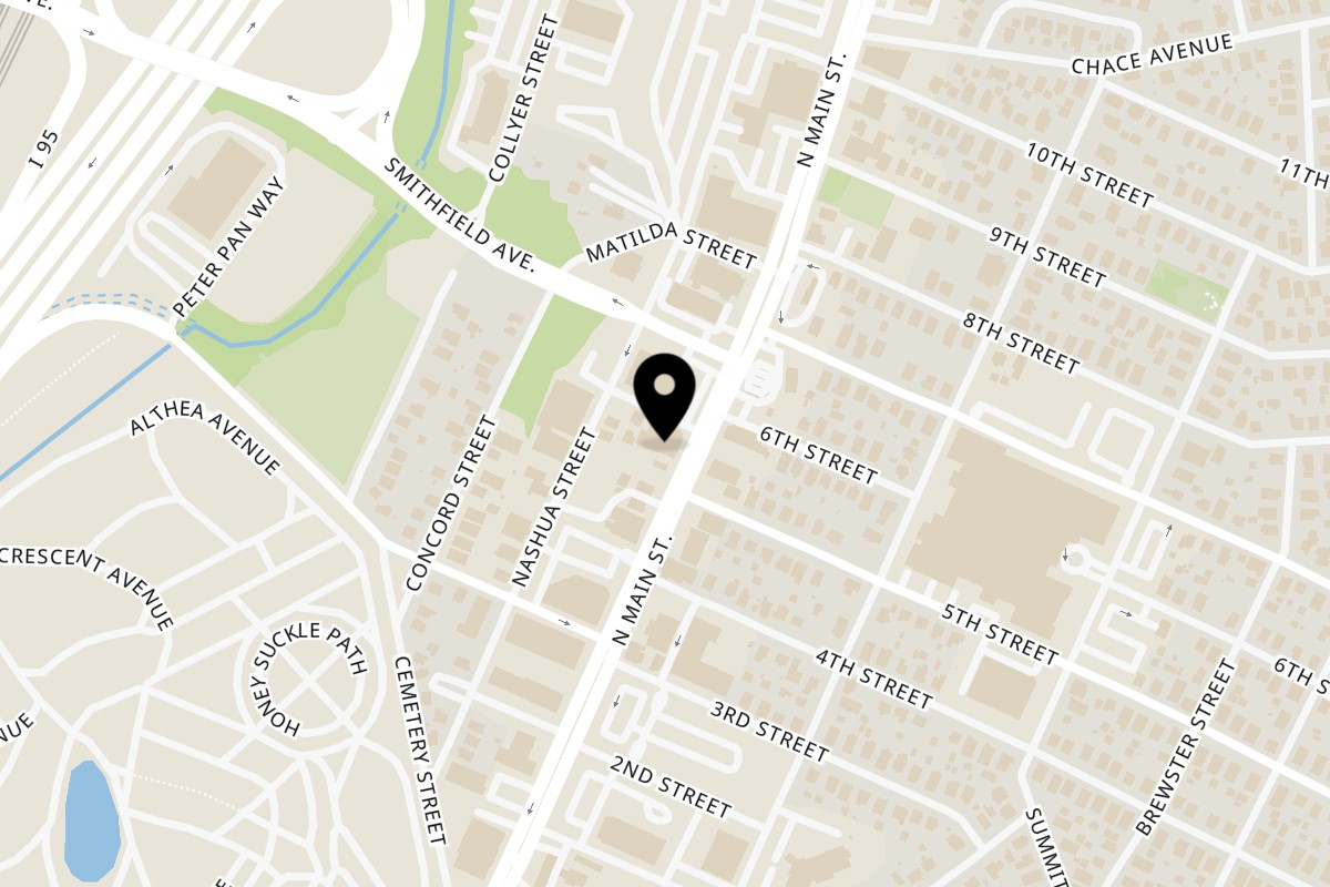 Map showing the location of Yama Fuji on 1190 N Main St in Providence